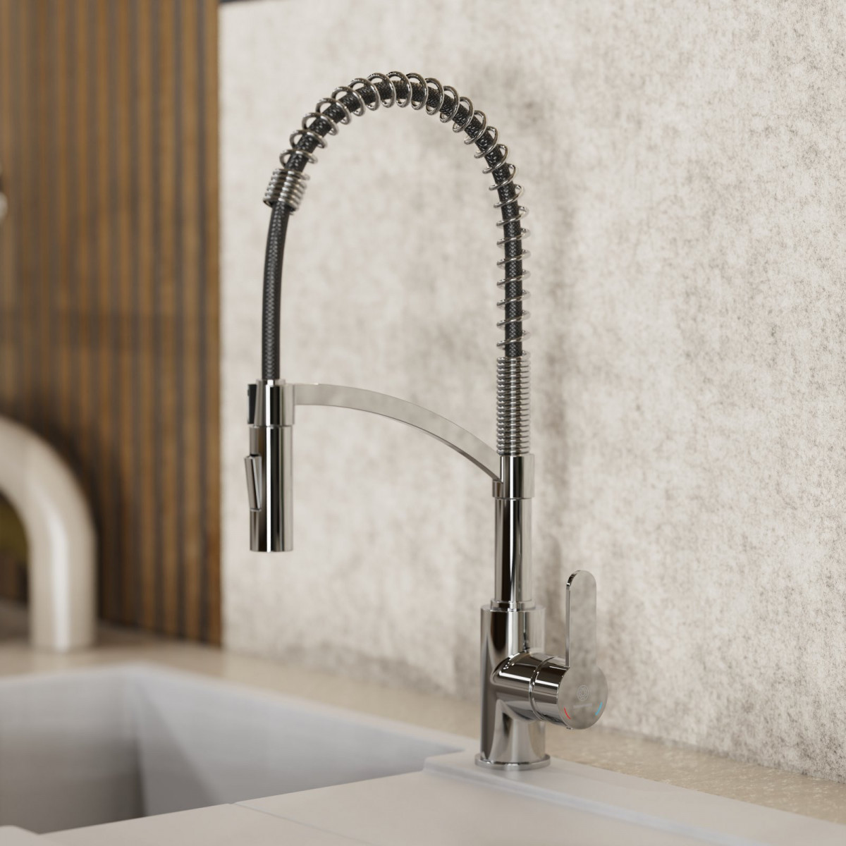 Felis Semi-Pro, Kitchen faucet semi-pro with pull-down spiral spring in chrome Felis Semi-Pro, Kitchen faucet semi-pro with pull-down spiral spring in chrome