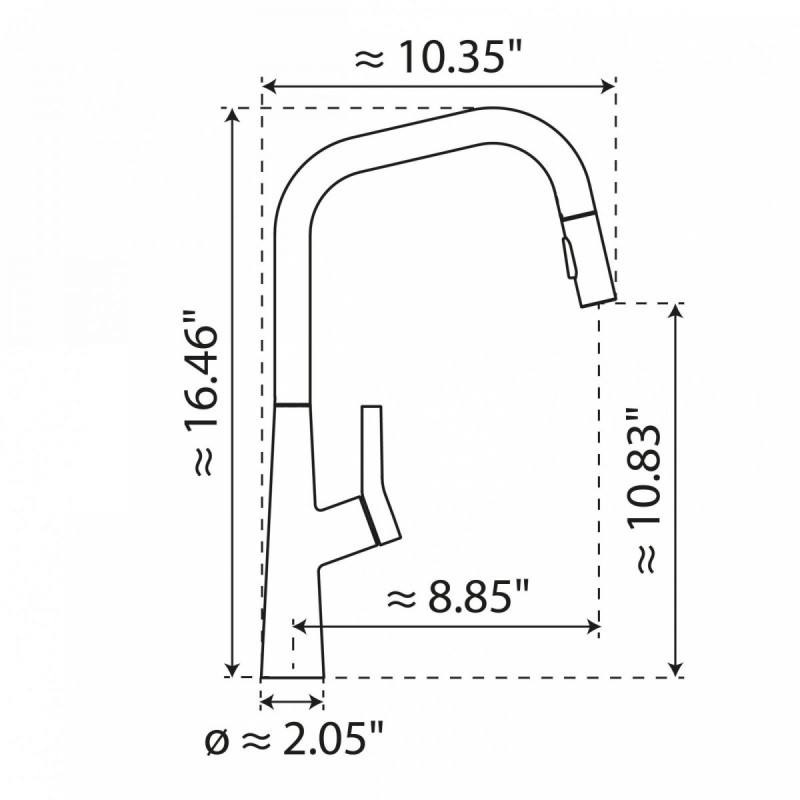 Keid Edge, Kitchen faucet with edged spout and pull-down spray in matte graphite