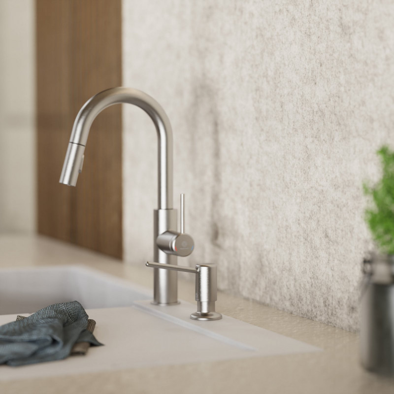 Soap Dispenser, Dispenser for liquid soap in brushed nickel