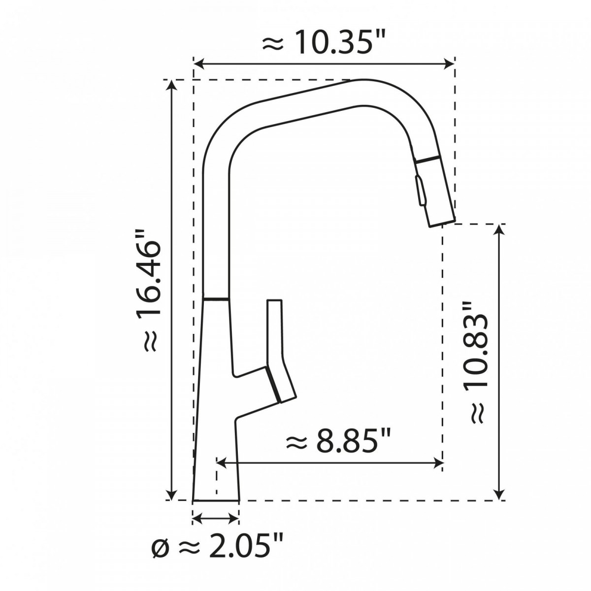 Keid Edge, Kitchen faucet with edged spout and pull-down spray in matte graphite