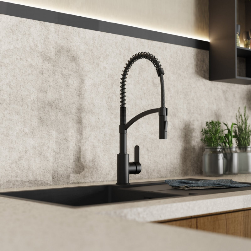 Felis Semi-Pro, Kitchen faucet semi-pro with pull-down spiral spring in matte black