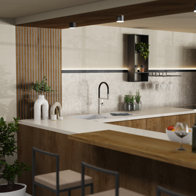 Atik, Kitchen faucet semi-pro with pull-down soft-touch hose in brushed nickel