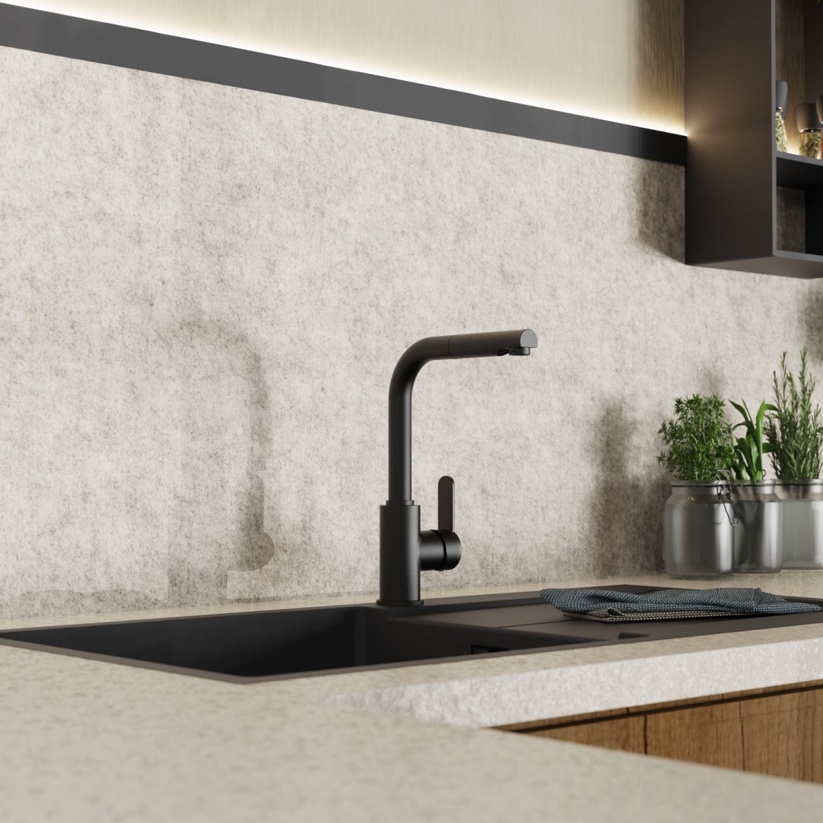 Felis Pull-Out, Kitchen faucet with pull-out straight spout in matte black