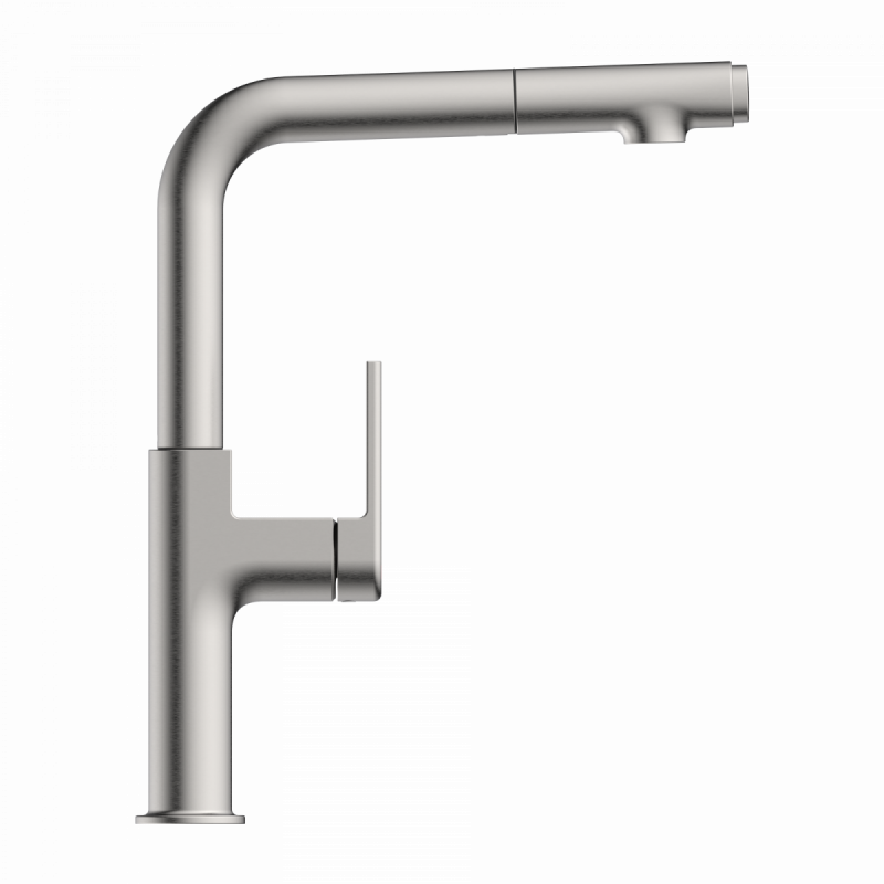 Polis, Kitchen faucet with straight spout and pull-out spray in brushed nickel
