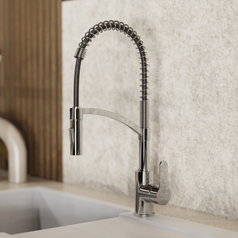 Felis Semi-Pro, Kitchen faucet semi-pro with pull-down spiral spring in chrome