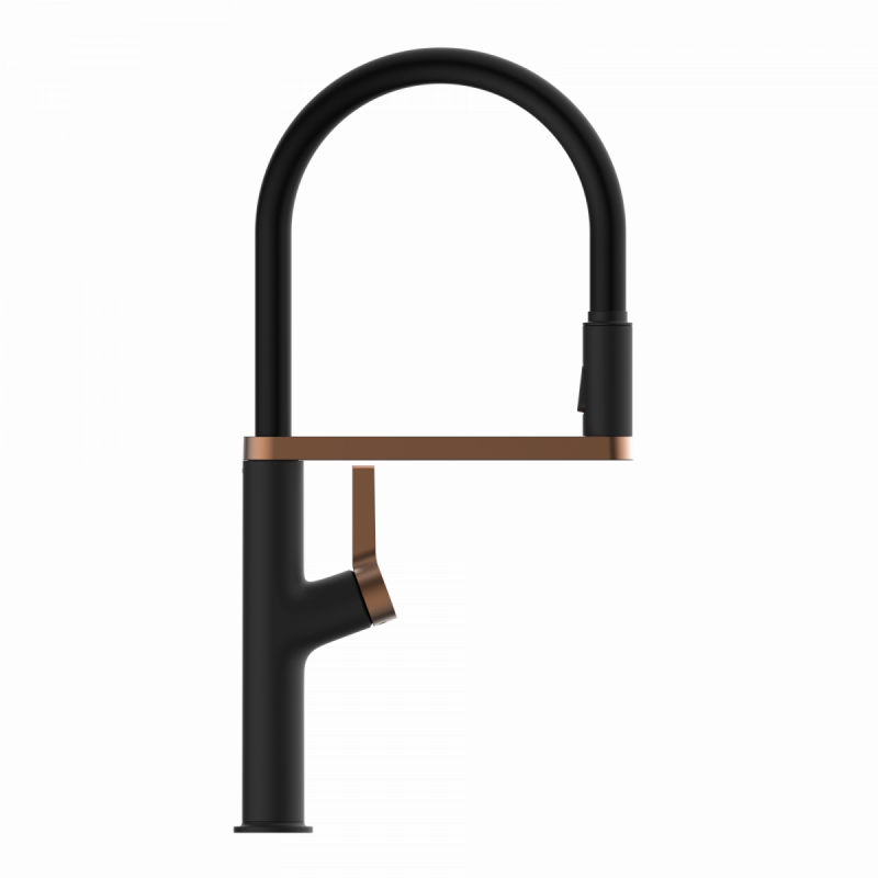 Atik, Kitchen faucet semi-pro with pull-down soft-touch hose in matte black and rose gold