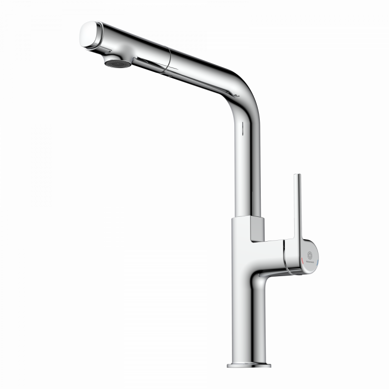 Polis, Kitchen faucet with straight spout and pull-out spray in chrome
