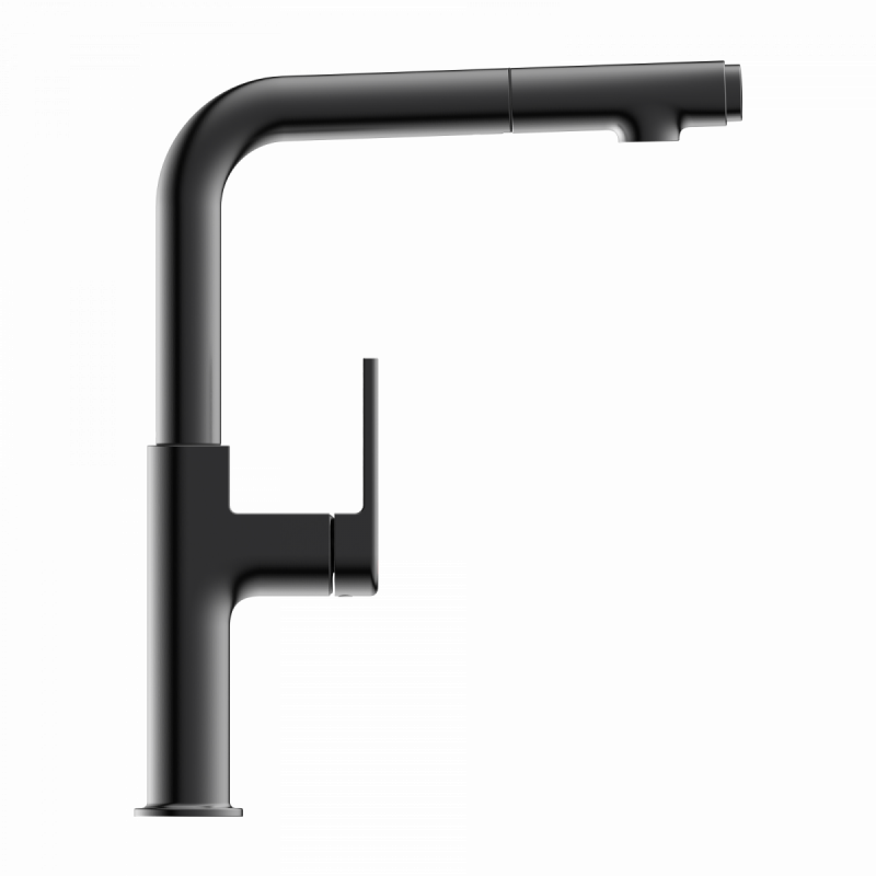 Polis, Kitchen faucet with straight spout and pull-out spray in matte graphite