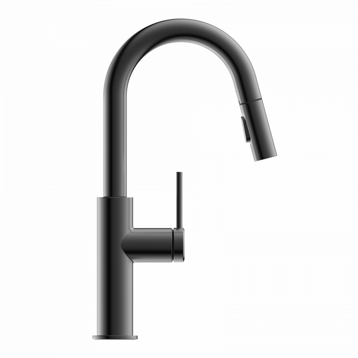 Rana Prep, Kitchen faucet with low curved spout and pull-down spray in matte graphite
