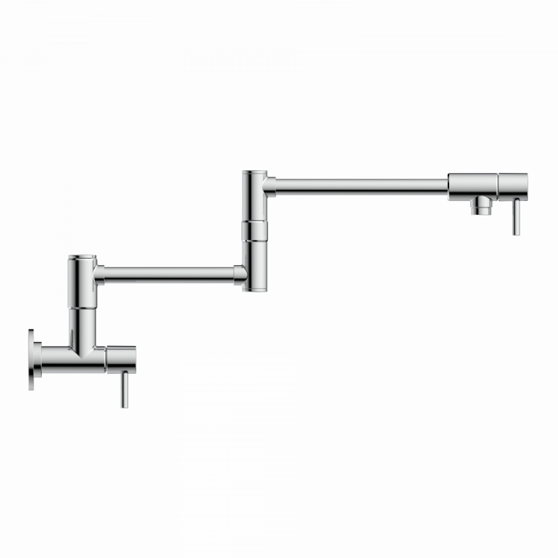 Pot Filler, wall-mounted articulated mixer tap for the kitchen in chrome