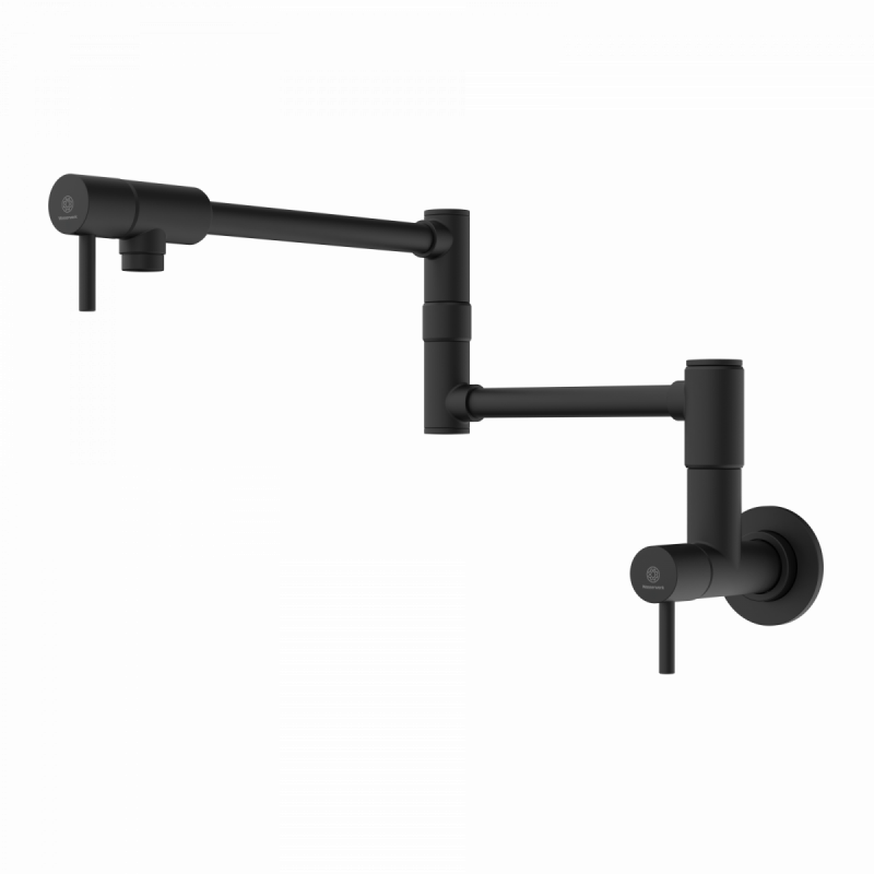 Pot Filler, wall-mounted articulated mixer tap for the kitchen in matte black