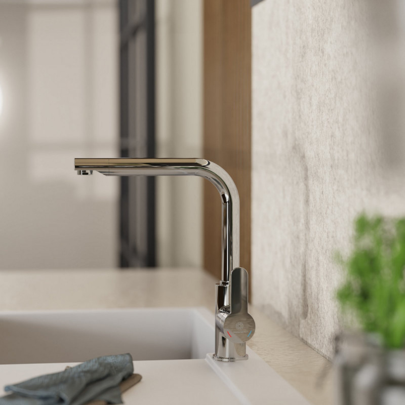 Felis, Kitchen faucet with straight spout in chrome