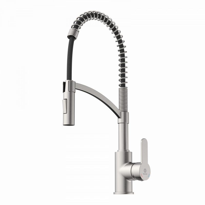 Felis Semi-Pro, Kitchen faucet semi-pro with spiral pull-down spring in brushed nickel