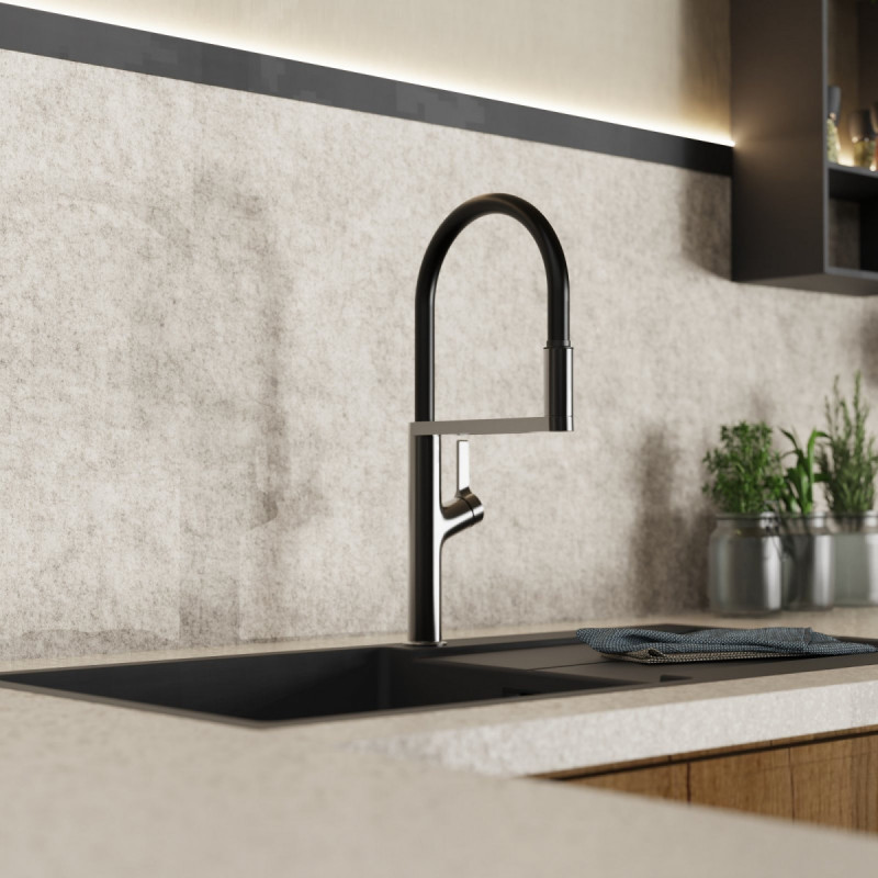 Atik, Kitchen faucet semi-pro with pull-down soft-touch hose in matte graphite