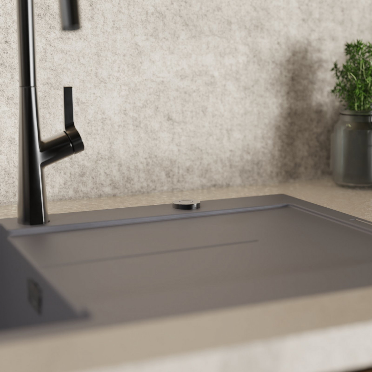 Air Switch, Garbage disposal operating button in matte graphite