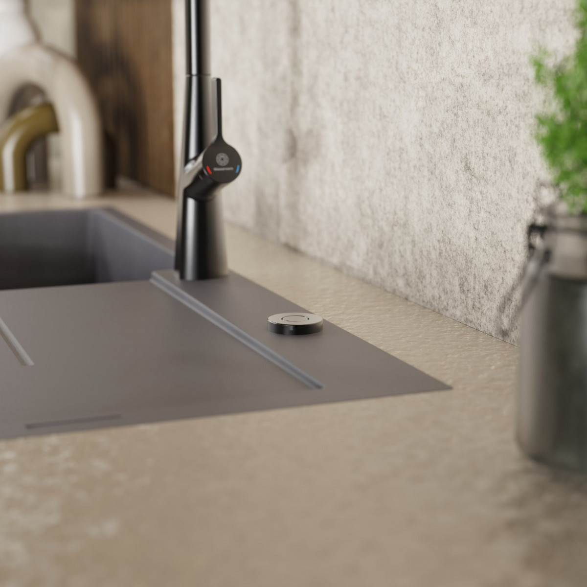 Air Switch, Garbage disposal operating button in matte graphite