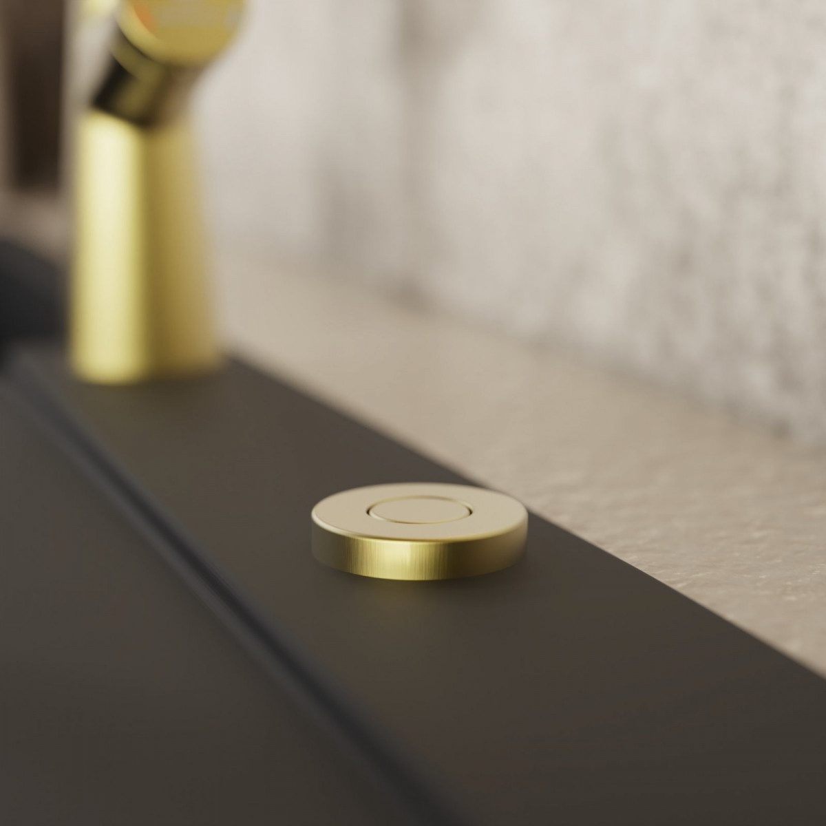 Air Switch, Garbage disposal operating button in brushed gold