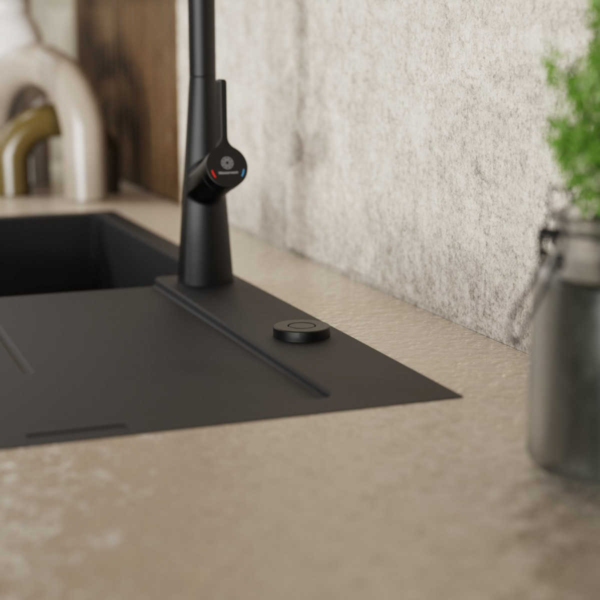 Air Switch, Garbage disposal operating button in matte black