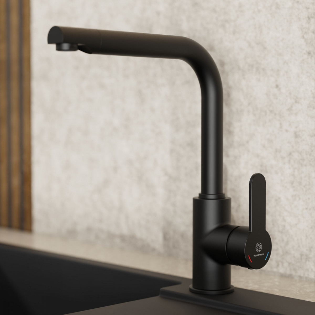 Felis, Kitchen faucet with straight spout in matte black