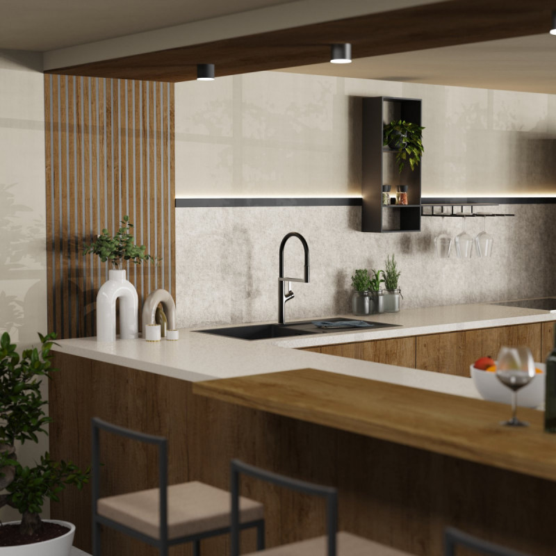 Atik, Kitchen faucet semi-pro with pull-down soft-touch hose in matte graphite