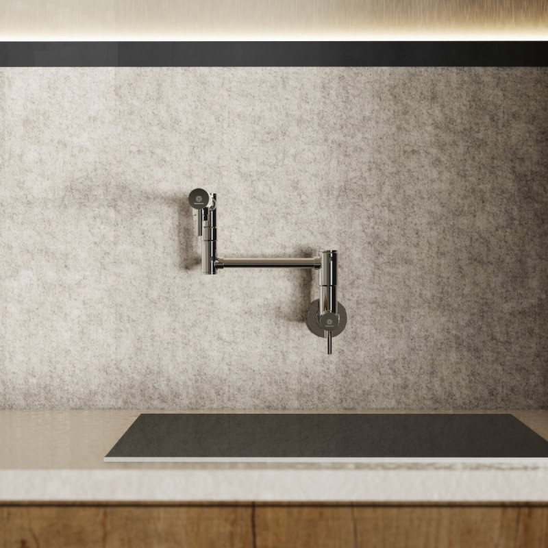 Pot Filler, wall-mounted articulated mixer tap for the kitchen in chrome