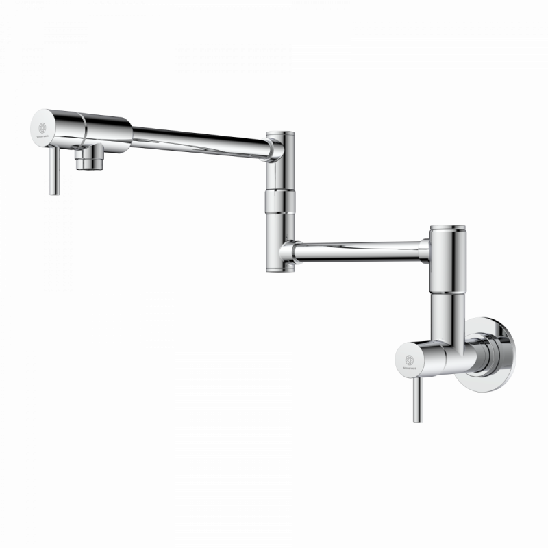 Pot Filler, wall-mounted articulated mixer tap for the kitchen in chrome