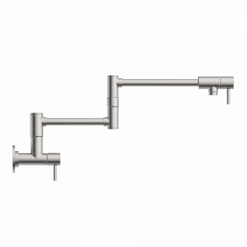 Pot Filler, wall-mounted articulated mixer tap for the kitchen in brushed nickel