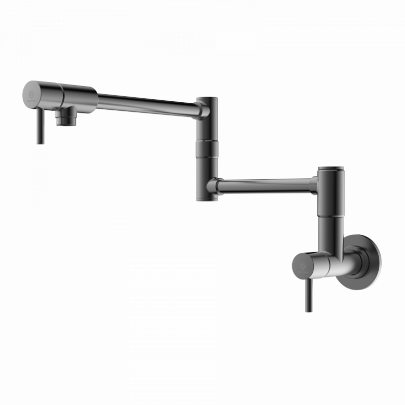 Pot Filler, wall-mounted articulated mixer tap for the kitchen in matte graphite