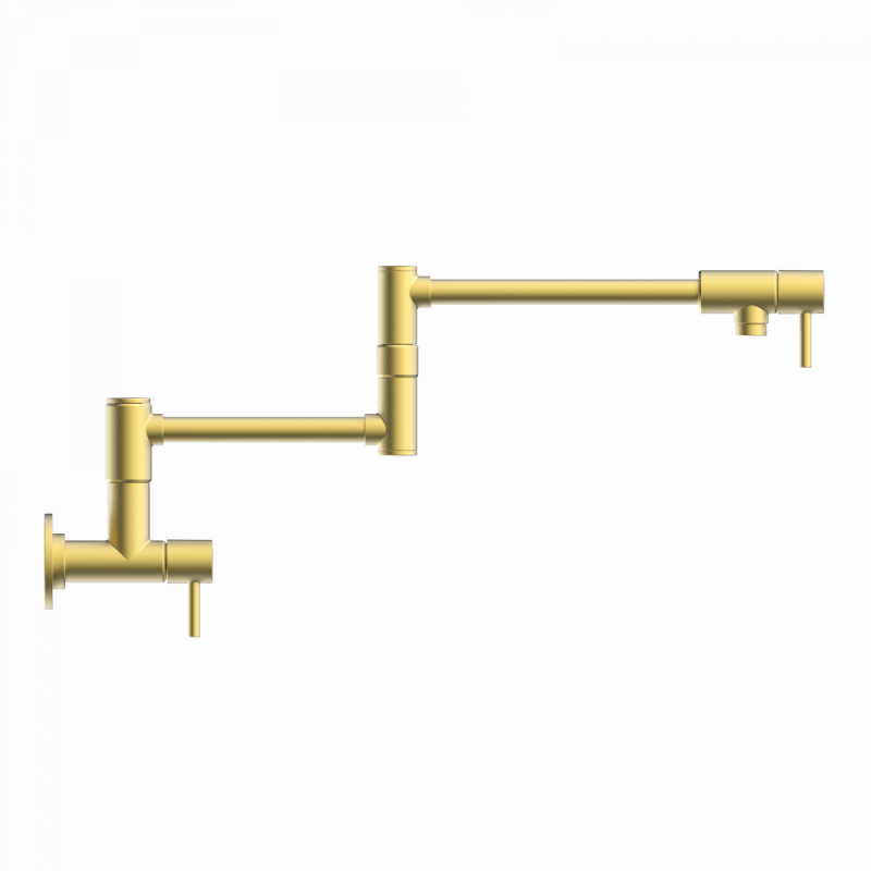Pot Filler, wall-mounted articulated mixer tap for the kitchen in brushed gold