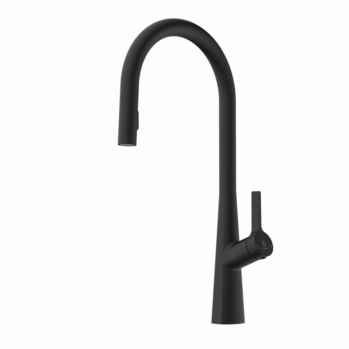 Keid Sphere, Kitchen faucet with arched spout and pull-out spray in matte black
