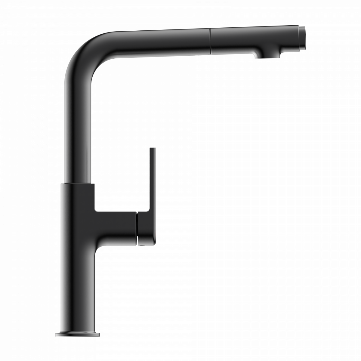 Polis, Kitchen faucet with straight spout and pull-out spray in matte graphite