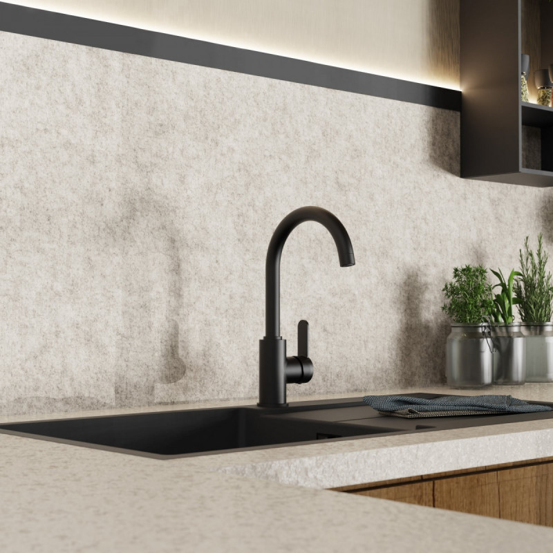 Felis Bar, Kitchen faucet with arched spout in matte black