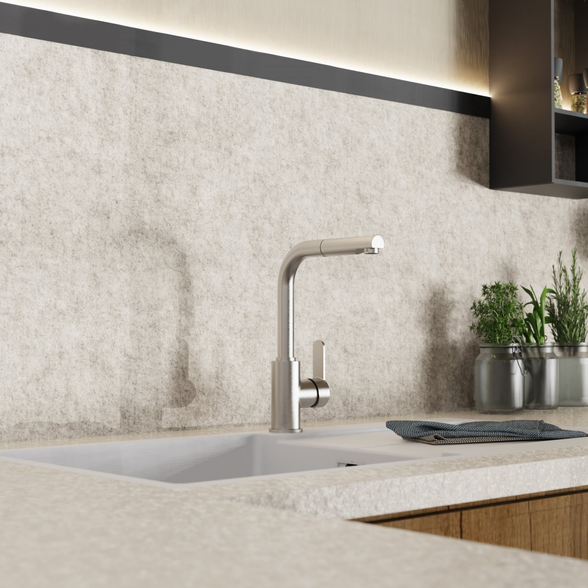 Felis Pull-Out, Kitchen faucet with pull-out straight spout in brushed nickel