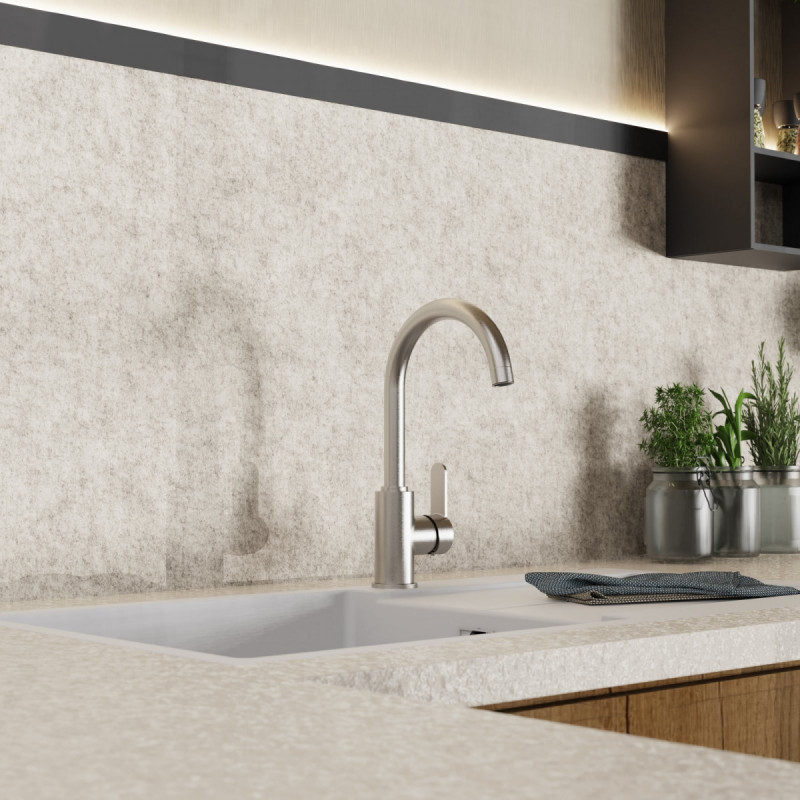 Felis Bar, Kitchen faucet with arched spout in brushed nickel