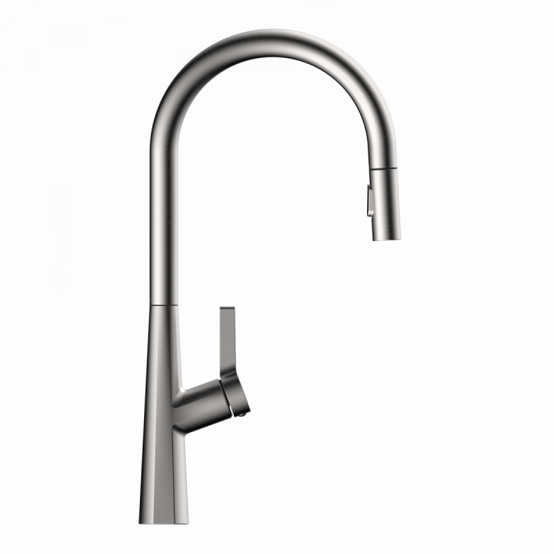 Keid Sphere, Kitchen faucet with arched spout and pull-out spray in brushed nickel