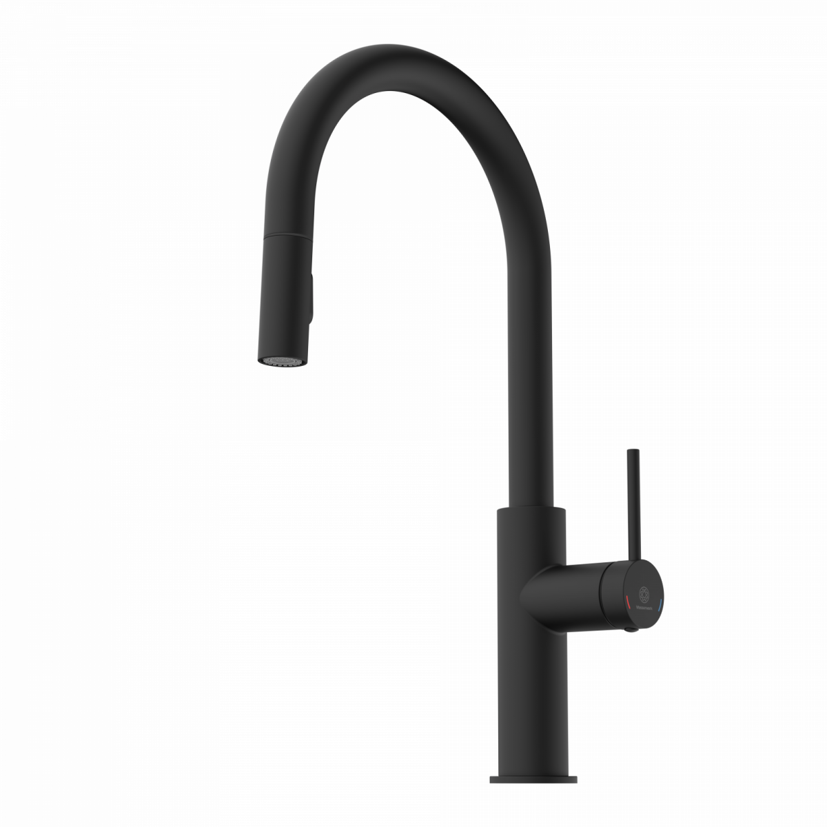Rana Sphere, Kitchen faucet with curved spout and pull-down spray in matte black