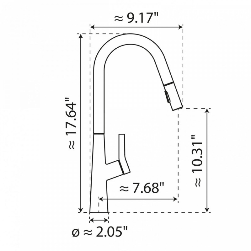 Keid Curve, Kitchen faucet with curved spout and pull-down spray in brushed gold