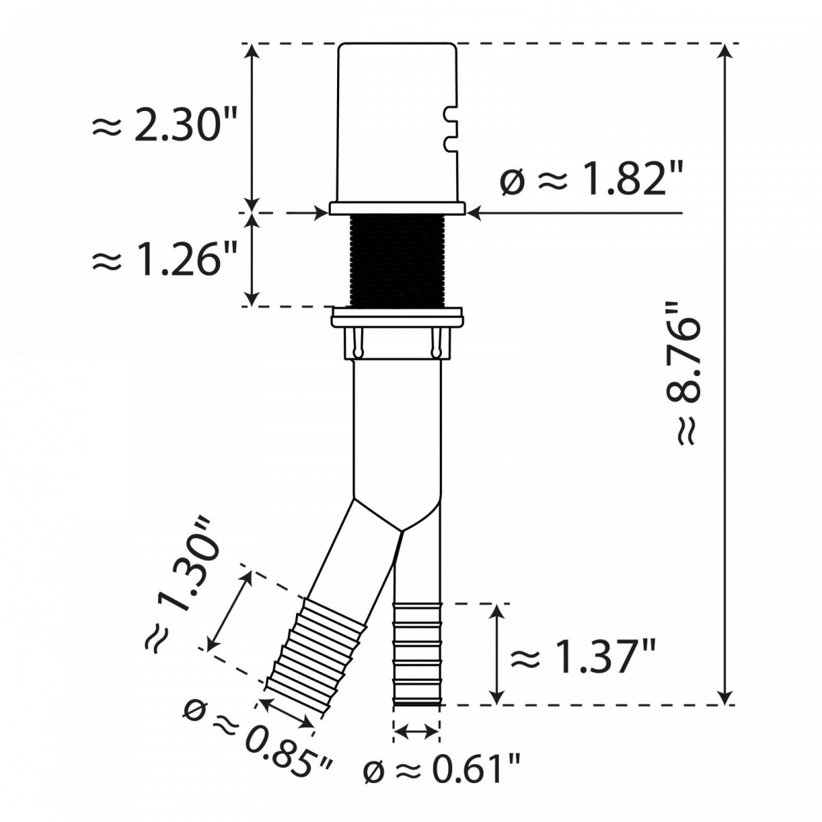Air Gap, for Dishwasher in chrome