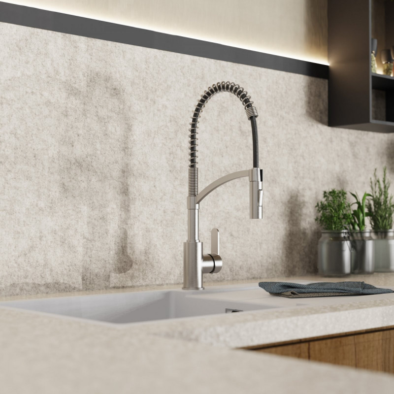 Felis Semi-Pro, Kitchen faucet semi-pro with spiral pull-down spring in brushed nickel