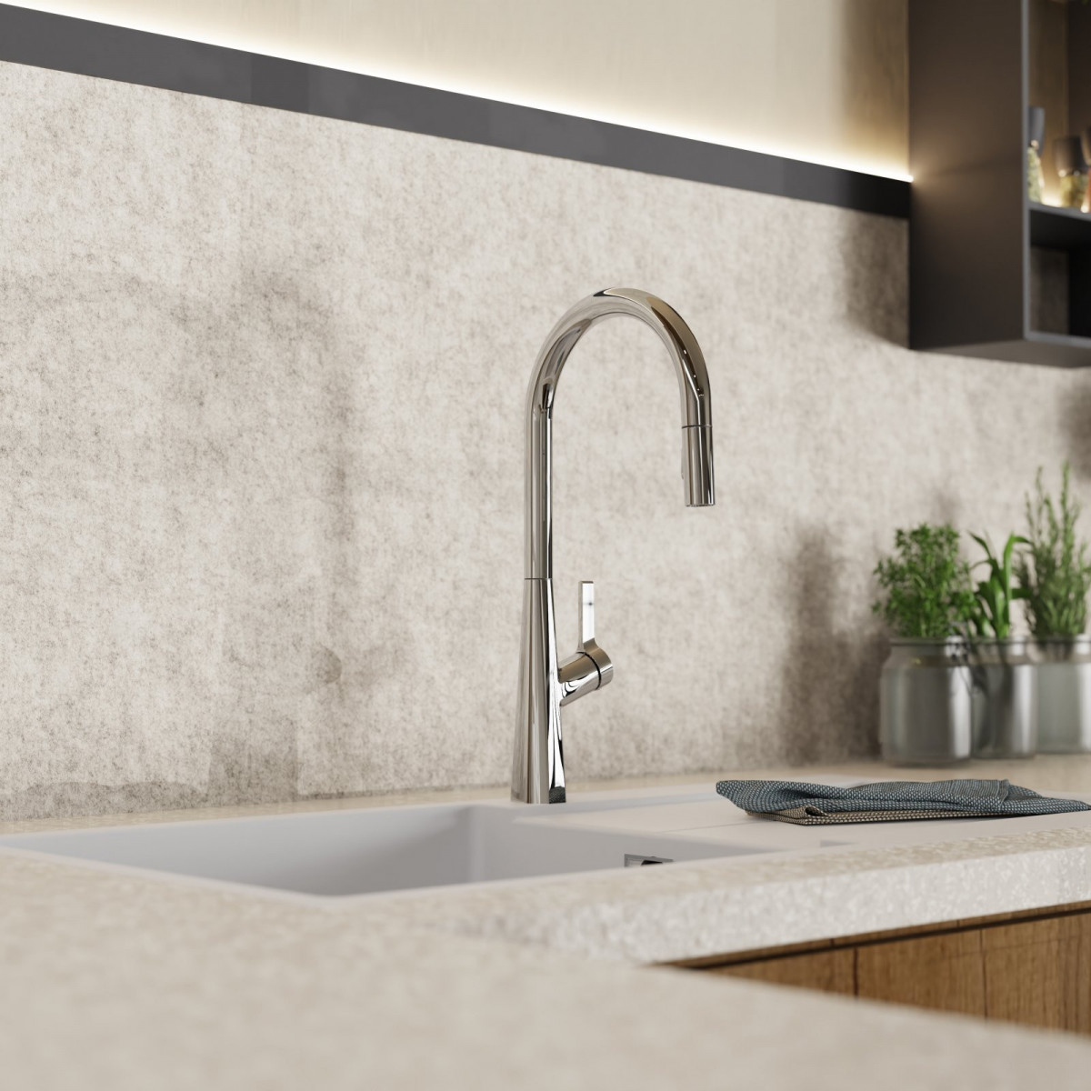 Keid Sphere kitchen faucet in chrome | Wasserwerk