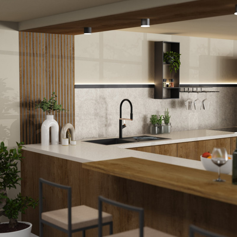 Atik kitchen faucet in matte black and rose gold | Wasserwerk