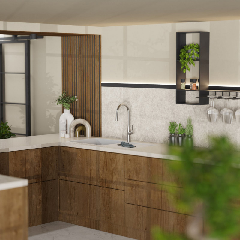Keid Sphere kitchen faucet in brushed nickel | Wasserwerk
