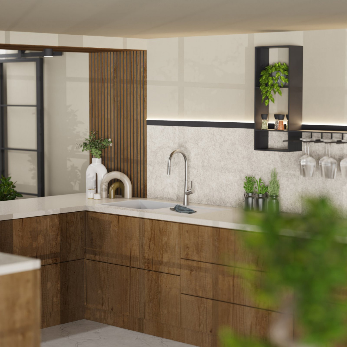 Keid Sphere kitchen faucet in brushed nickel | Wasserwerk