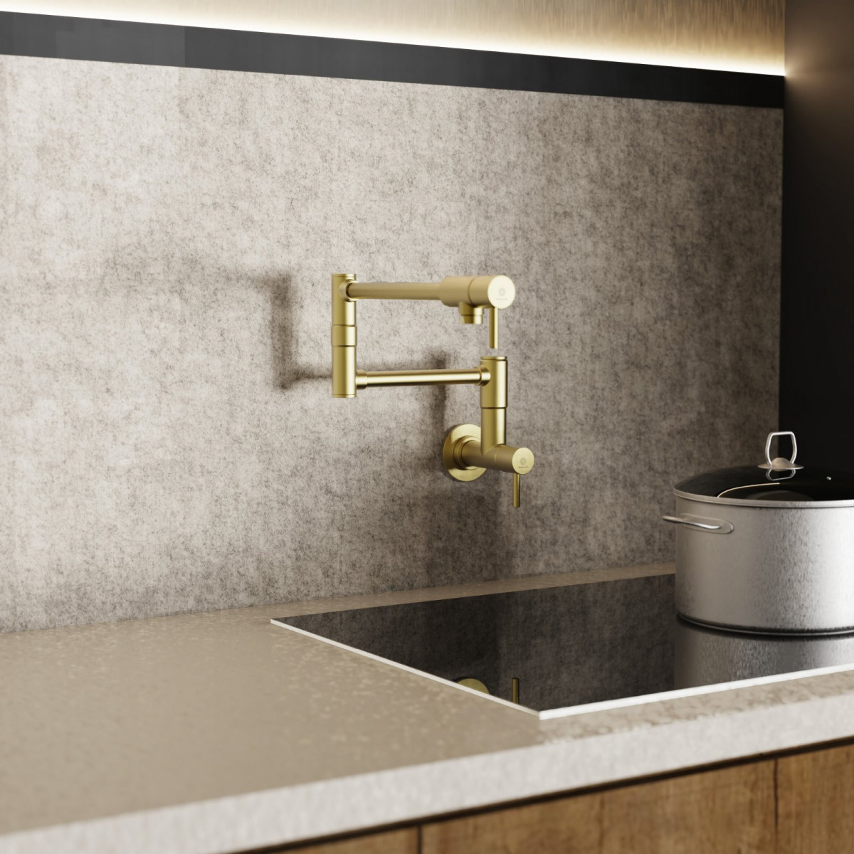 Pot Filler mixer tap in brushed gold | Wasserwerk