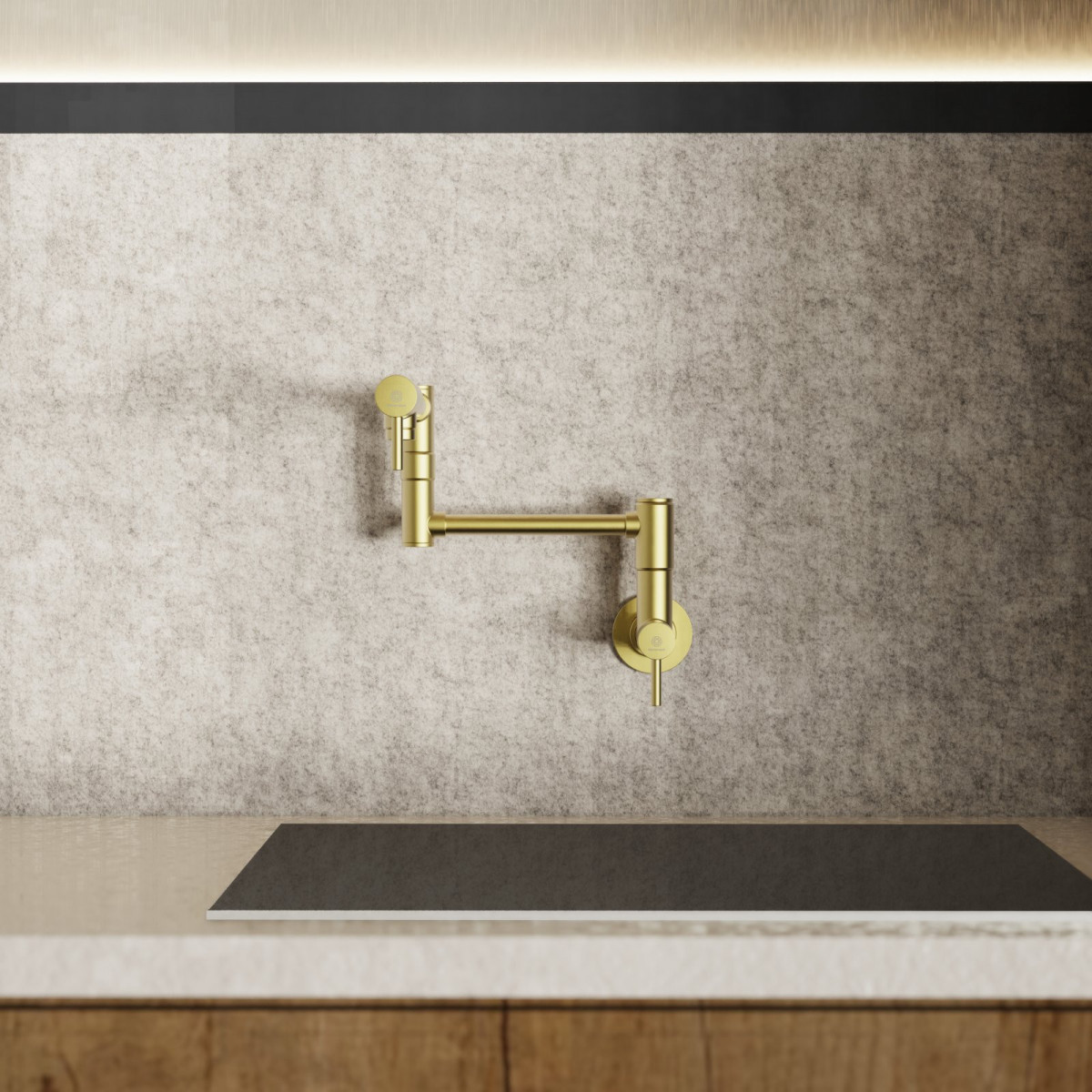Pot Filler mixer tap in brushed gold | Wasserwerk