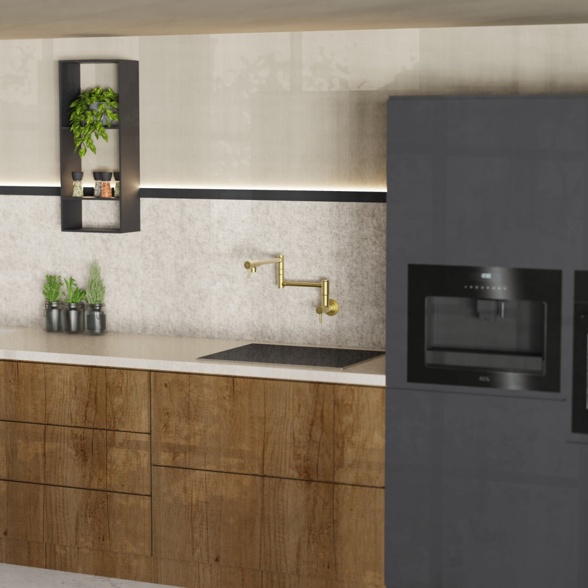 Pot Filler mixer tap in brushed gold | Wasserwerk