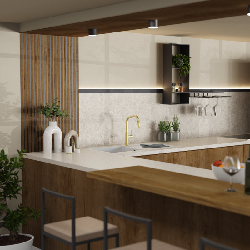 Rana Edge kitchen faucet in brushed gold | Wasserwerk