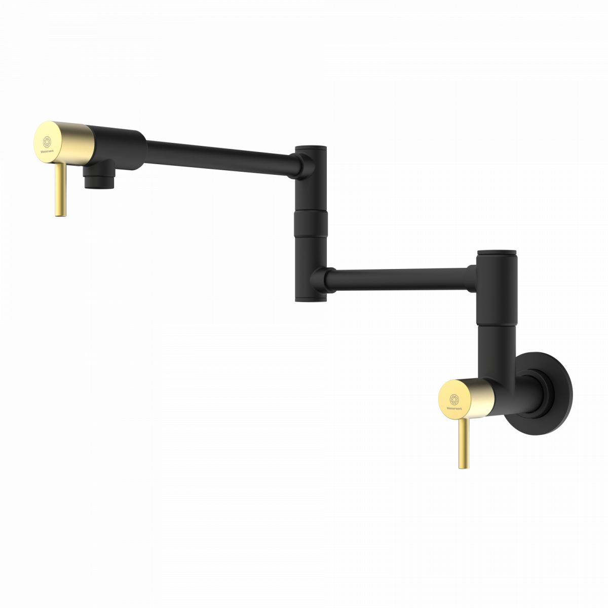 Pot Filler mixer tap in matte black and brushed gold | Wasserwerk