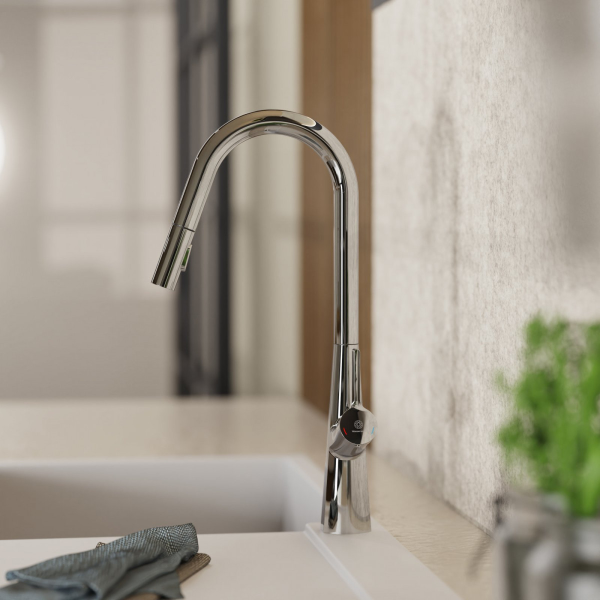 Keid Curve kitchen faucet in chrome | Wasserwerk