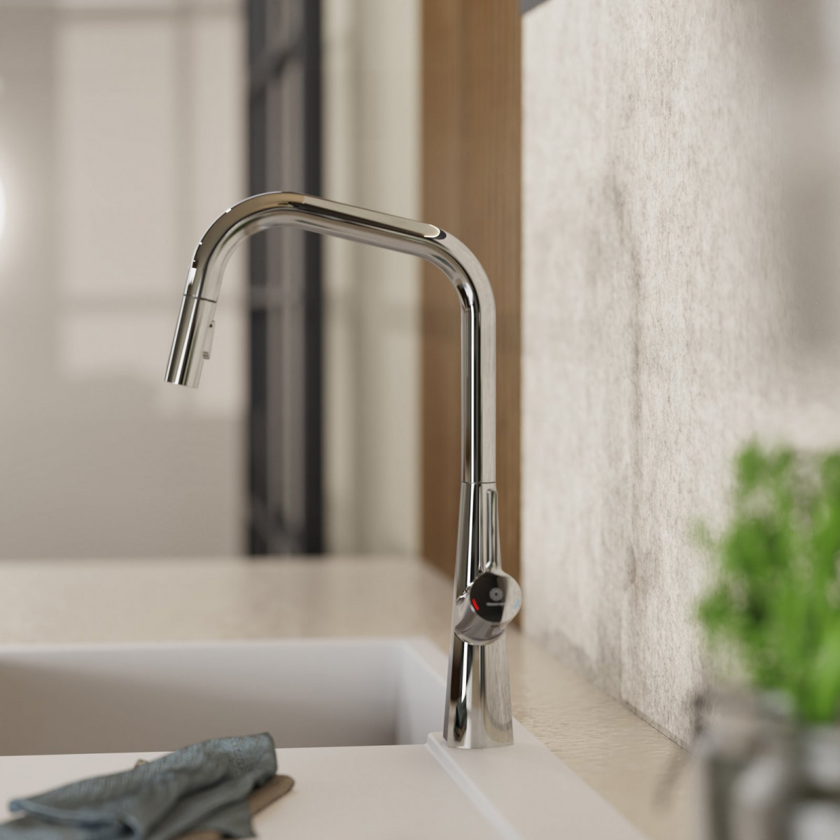 Keid Edge kitchen faucet in chrome | Wasserwerk